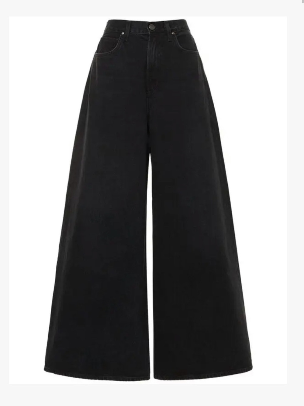 GOLDSIGN The Gaucho High Rise Wide Leg Jeans Size 27 Black NWOT
